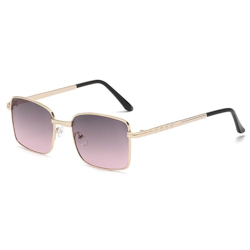 Lunettes de soleil carrées femme monture fine métal anti-fatigue UV