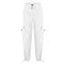 Parachute Pants Woman Y2K Fashion Baggy Cargo Pants Drawstring Elastic High Waist Streetwear Trousers with Pockets White