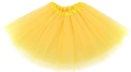 Simplicity Girls Tutu Ballet Skirts 4 Layer Tulle Dance Dress Tutu for Toddler Girls Tutu Skirt, Yellow Tutu 2-5 Years