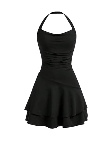 Floerns Girl's Sleeveless Wedding Halter Dress Tiered Layered Birthday Dress