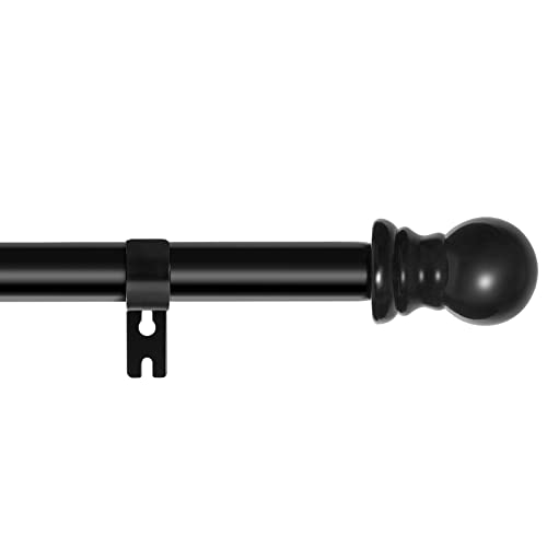 Aox Curtain Rods For Windows 25 To 38 Inch, Single Adjustable Curtain Rod Set With Finials And Brackets,1" Curtain Rod For Living Room,Bedroom,Dining Room-Black #TOP25