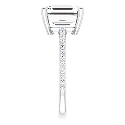 1.5 CT Emerald Cut IGI Certified Lab Grown Diamond Solitaire Accented Engagement Ring for Women | Wedding/Bridal Rings Gift for Her | 10K/14K/18K Solid White Gold & Size 4-124