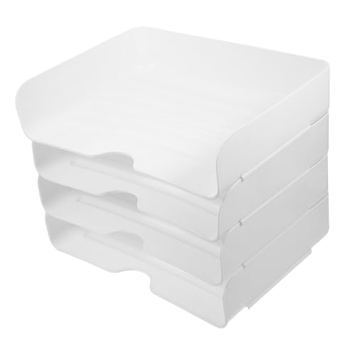 NUOBESTY 4pcs Stackable File Trays for Desk Organization Sleek Paperwork Organizer Efficient Document Storage for Home Office Use Maximizes Vertical Space