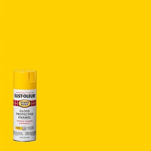 Image of Rust-Oleum Stops Rust Spray Paint, Gloss Sunburst Yellow | Rust Resistant, Indoor and Outdoor, Beautiful Finish on Metal, Wood and More, Sprays from Any Angle, 12 oz, 6 Pack