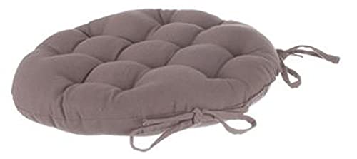 PEGANE Lot de 4 galettes de Chaise Ronde en Coton Coloris Taupe - Diamètre 38 cm