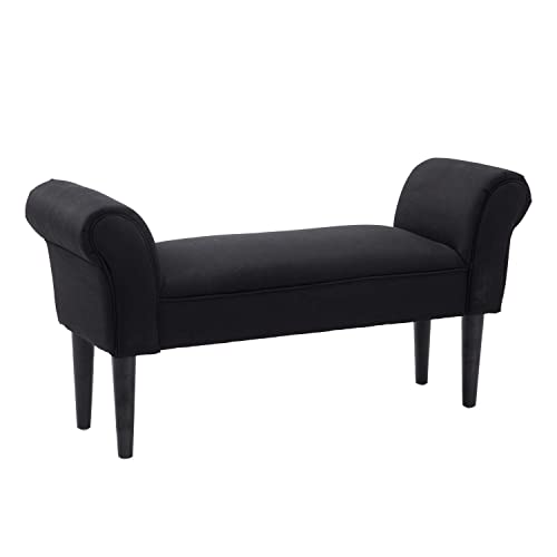 HOMCOM Banc Banquette Design Contemporain accoudoirs courbés Grand Confort 102L x 31l x 51H cm Noir