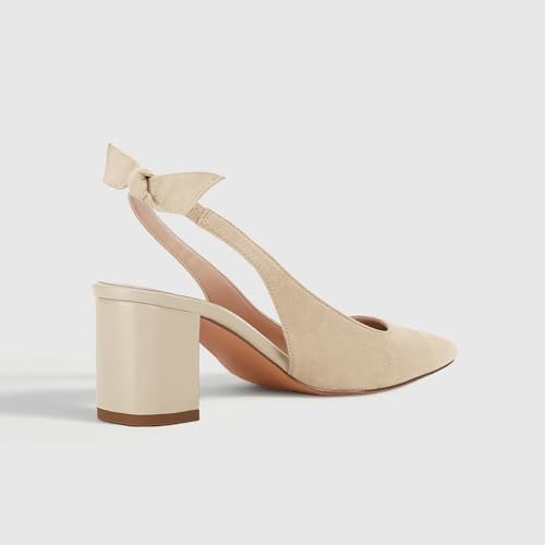 Image of Juliet Holy Womens Pumps Pointed Toe Slip on Slingback Cute Bowknot Classic Chunky Block Heels