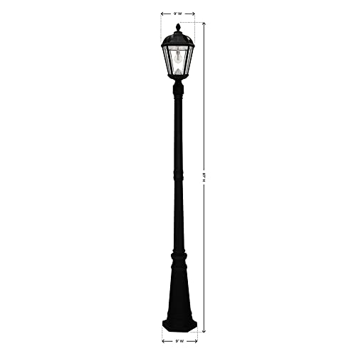 Gama Sonic Solar Outdoor Lamp Post Light, Black Cast Aluminum And Beveled Glass Panels, 10-Year Royal Bulb, Warm White Led With Omni-Direction Reflector, 87-Inch Height, 98B001 #TOP4