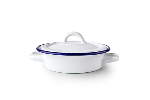 IBILI - Plato de huevos con tapa 14 x 4,5 cm Acero Esmaltado Vitrificado Estilo Vintage Artesanal