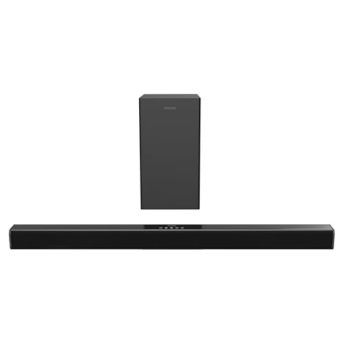 Image of Philips Audio TAB4218 /94 2.1Ch 120W Bluetooth Soundbar with Rich Bass, 3 EQ Modes, Multi-Connectivity Option with Supporting USB, HDMI(ARC), Optical, Coaxial & Aux-in (Black)