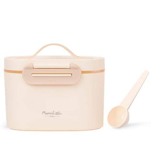 Momnlittle 粉ミルクケース 携帯用 粉ミルクディスペンサー ベビー 粉ミルクコンテナ 新生児 赤ちゃん 授乳 軽量スポーン付属 おやつケース お出かけ 出産祝い ギフト ベビー用品 400ml 600ml (400ml ブロッサムベージュ)
