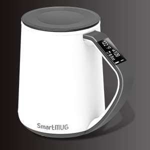 12 Oz Smart MUG shows and tracks Temperature and Volume on its OLED display and iCUP app (Grey)