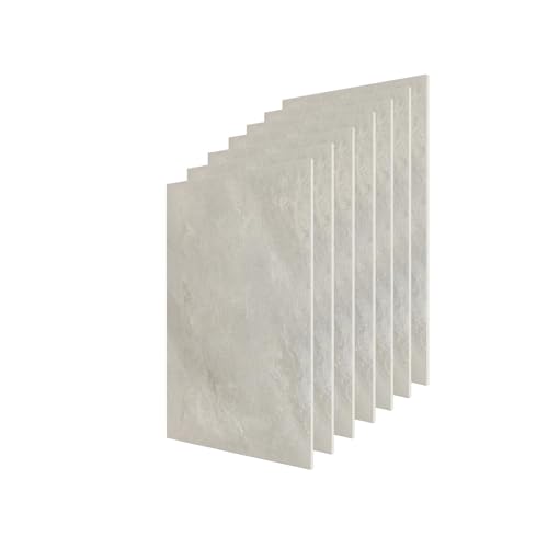 Panel SPC Decorativo de Pared 4 mm, Revestimiento Interior Impermeable Imitación Mármol o Piedra Natural, Panel Ligero Fácil de Instalar y Limpiar para Baño (Gris Claro, 45 x 90 cm, Piedra Natural)