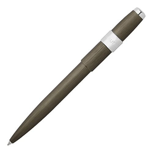 Bolígrafo Cerruti 1881 Block Brushed Gun, alta gama en gris cepillado 4