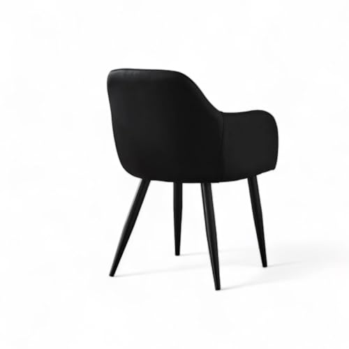 Image of Finch Fox Boom Faux Leather Armchair with Armrest & Backrest Upholstered Seat Living Room Dining Chair with Black Metal Legs in Black Color