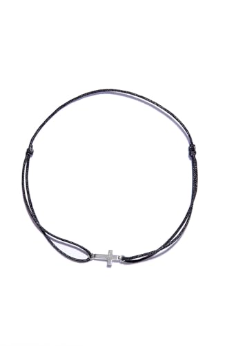 Cross Charm Bracelet - Sideways Cross Charm String Bracelet - Adjustable Christian Jewelry w/Stoppers - Christian Bracelet - Catholic Gifts - Religious Bracelets for Family & Friends