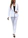 Women's Fall Business Pant Suit Long Sleeve Formal 2 Piece Blazer Set Casual Office Work Outfits 2024 White S