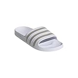 adidas Adilette Badelatschen Slides (White/metallic, EU Schuhgrößensystem, Erwachsene, Numerisch, M, 43)