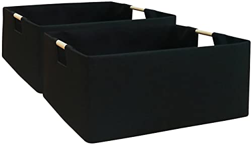 Image of Storage Bin for Shelves Rectangle Closet Baskets Foldable Box with Handles Black Storage Boxes for Home Office Car Dormroom