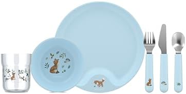 Mepal - Kindergeschirr Set Mio - Forest Friends | Kinder Geschirr - Inklusive Kinderglas, Kinderteller, Kinderschale und Kinderbesteck - Spülmaschinengeeignet - 6-teilig Set