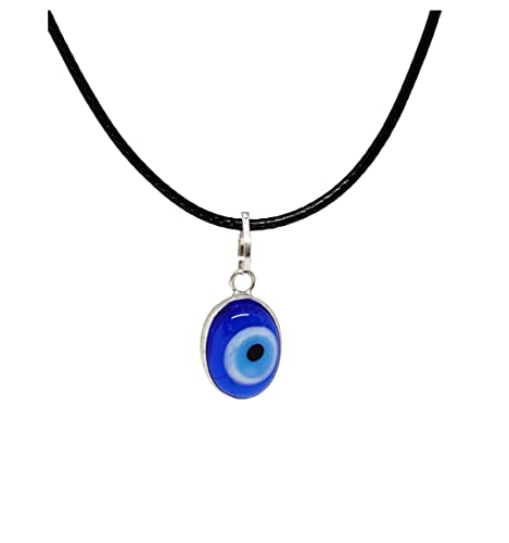 El Regalo Unisex Oval Evil Eye Pendant Necklace for Girls/ Boys/ Men & Women- Handmade Glass Lamp work Nazar Evil Eye Pendant Necklaces