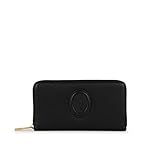  TRUSSARDI AMBER ZIP AROUND LG FULL GRAIN PU + LINING SUEDE, Schwarz , Einheitsgröße