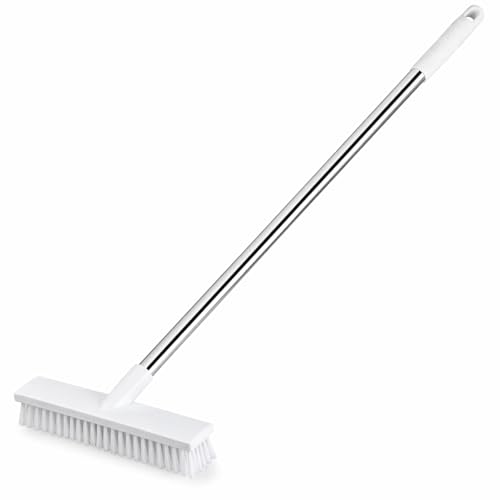 Image of Milton Bathroom Brush Floor Cleaning with Long Handle, 49 Inch Adjustable Scrub Brush with 3 Section Stainless Steel Rod Hard Bristle Tile Scrubber for Bathroom, Kitchen, Wall & Floor Cleaning Tool