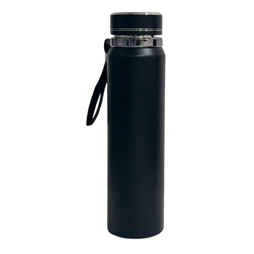 Image of SuperGeneriX 1000ml Stainless Steel Hot & Cold Water Bottle - 1L Leakproof, Rust-Free, Durable Steel Bottle for Office, Gym, Travel & Daily Use (Black)