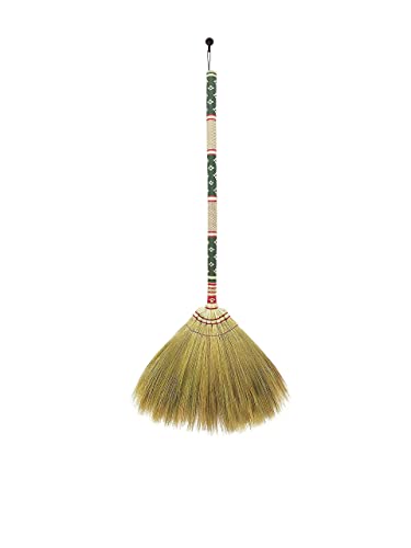 Thai Vintage Retro Grass Broom Stick Asian Straw for Wedding Jumping Witch House Long With Solid Wood Handle - Primitive Sweeping Dirt Dust Garbage