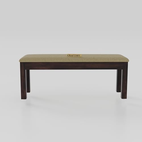 Image of 57 Inch Length Solid Sheesham Wood 6 Seater Dining Table Set | Six Seater Dinner Table with 4 Cushions Chairs & 1 Bench | Dinning Table Set 6 Seater for Living Room | Walnut Finish