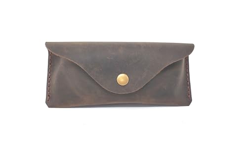 Image of Leather Eyeglass Case -Glasses Case - Sunglass Case - Genuine Leather Eyeglasses Case with Snap Closure