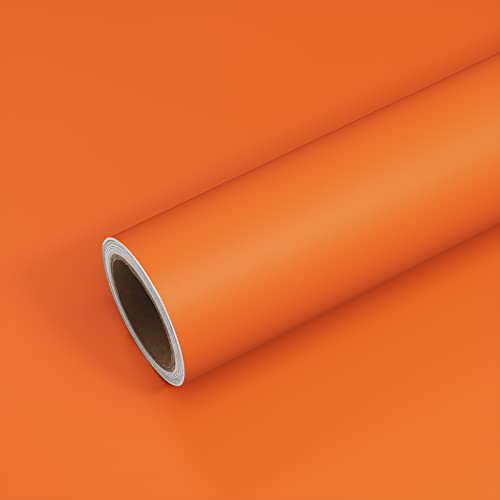 VEELIKE Papel Pintado Naranja Moderno Papel Adhesivo Naranja Mate Papel de Pared Liso Papel de Pared Decorativo Salon Papel Pintado Pared Habitacion Papel Forrar Mueble Armarios Baño 40cm×300cm