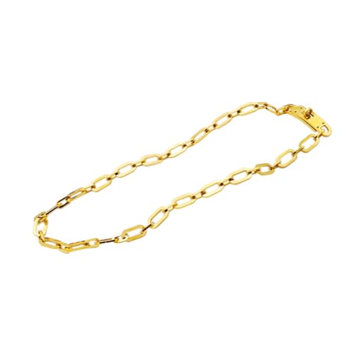 18K Gold Plated Turn Lock Necklace，Classical Fashion Stainless Steel Chain Necklace for Men and Womens2