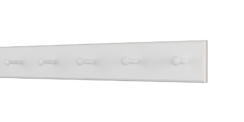 White Shaker Peg Rack - Solid Maple Peg Hook Rack - Extra Wide Peg Coat Rack - Made in The USA 29 x 45 with 5 pegs