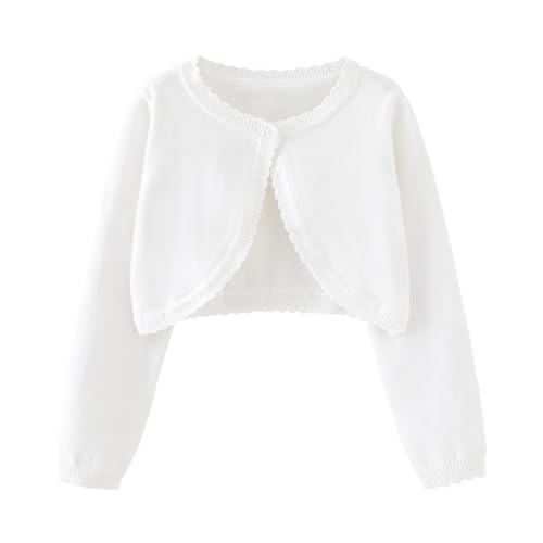 Image of Miipat Toddler Girls Cardigan Long Sleeve Bolero Shrug Kids Knit Sweater Cover Up Button Closure Cropped Tops