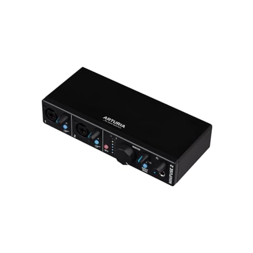 Arturia - MiniFuse 2 - Interface USB de audio y MIDI Compacta con Creative Software para una Grabación Producción, Podcasting, Guitarra - Negro