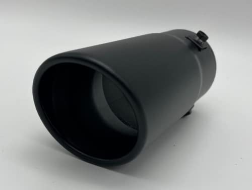 Image of Black Stainless Steel Rolled Tip Exhaust 76mm Exit Fits 40mm - 70mm