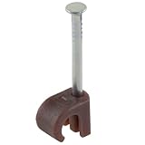 Gocableties Kabelschelle Nagelschellen Braun, 100 stück, Runden Eingestecktem Nagel Halterungen, Kabelbefestigung Nagel Für Kabel 3-5 mm