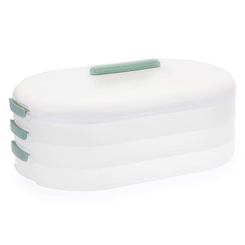 Btsky 3 Layer Oval Plastic Box Organizer, Multipurpose Stack & Carry Box Portable Storage Container Box Handled Organizer Storage Box For Sewing, Art Craft, Jewelry Supplies(Green) #TOP10