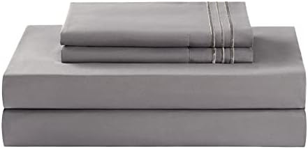 LOVEWE Twin Sheet Set, Breathable & Cooling Sheets, Hotel Luxury Bedding Sheets & Pillowcases, Deep Pockets, Extra Soft Cooling Bed Sheets, Wrinkle Free and Fade Resistant- 3 PC (Gray)