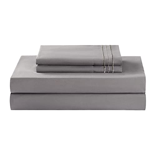 Lovewe Twin Sheet Set, Breathable & Cooling Sheets, Hotel Luxury Bedding Sheets & Pillowcases, Deep Pockets, Extra Soft Cooling Bed Sheets, Wrinkle Free And Fade Resistant- 3 Pc (Gray) #TOP2