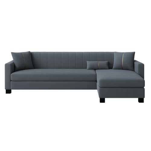 Image of SOCOZI Almeria 5 Seater RHS L Shape Sofa Set | Soft Velvet Suede Fabric | Modern Design | Plush Comfort Cushions for Living Room (Dark Grey)
