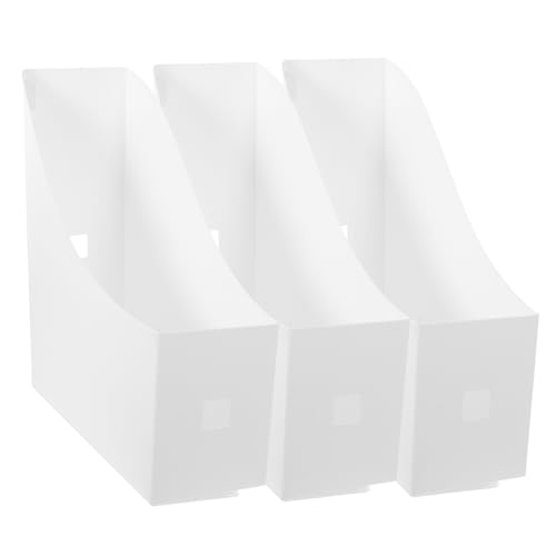 HOMSFOU 3Pcs Magazine File Holders Multi Function Desktop File Organizers for Office and Home Corrugated Material for Clutter Workspace Storage