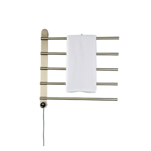 Porte-serviettes chauffant électrique or brossé 220V à séchage rapide - 5