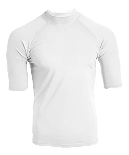 Kanu Surf Men's UPF 50+ Short Sleeve Sun Protective Rashguard Swim Shirt, Fiji White, Large