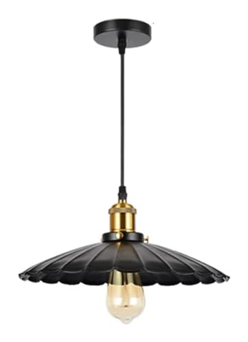 Lampe suspendue plissée japonaise luminaire fer noir pour plafonnier et balcon