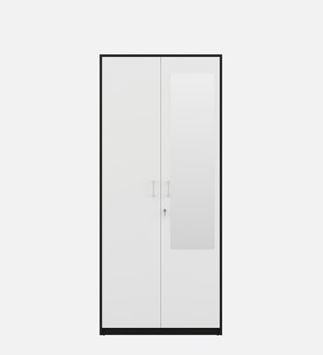 Image of Spacewood Dew Wardrobe | 3 Year Warranty | Almirah, Cupboard, Almari, 2 Door Wardrobe with Mirror, 1 Drawer (1 Lock Drawer) and 1 Hanging Space|Engineered Wood| Natural Wenge