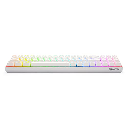 Redragon K627 Pro Mechanical Gaming Keyboard Rgb Led Backlit 78 Key Wired/Wireless 2.4G And Bluetooth With Anti-Dust Brown Switches For Pc Gamers (White) #TOP5
