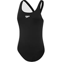 Speedo Girl's Endurance+ Leaderback One Piece Swimsuit, Black, 13-14 Years