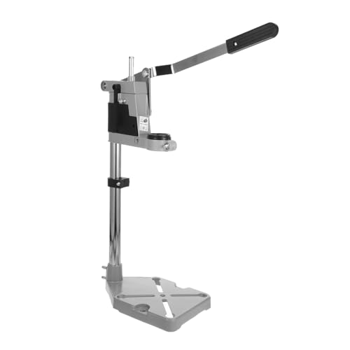 Angoily Hand Drill Press Rack Drill Bit Holder Nail Tech Drill Press Table Hinges Corner Clamps for Woodworking Pocket Hole Bench Drill Barrel Centering Work Bench Drill Press Stand Silver